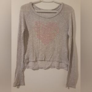 🍁Free With A Bundle Girls Grey Long Sleeve  With Pink Heart